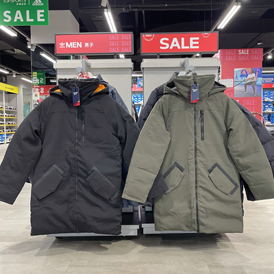 Reebok锐步男子厚款抗寒保暖防风雨长款连帽羽绒服 FT0680 FU1696