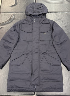 G-Star男士户外防风保暖中长款工装连帽羽绒服大衣外套 D13601