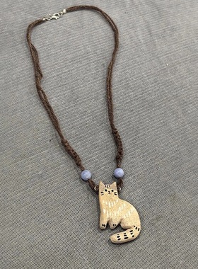 「小猫椰碎」可爱卡通猫咪吊坠项链2025新款秋冬编织高级个性项链