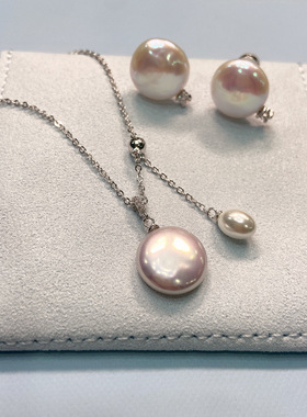 HEFANG何方纽扣珍珠长项链 简约天然珍珠毛衣链轻奢优雅生日礼物