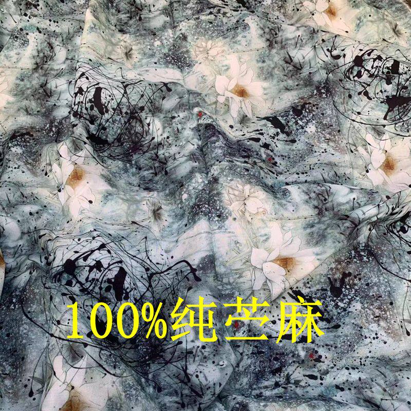 品牌单纯苎麻数码印花布中国抽象艺术风格苎麻印花布不透特价出售高性价比高么？