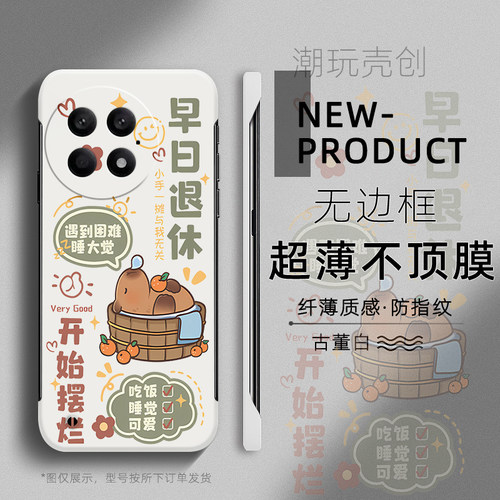 适用1加ACE5PRO手机壳早日退休卡皮巴拉OnePlus13超薄无边框1+ACE3不顶膜1+12新年1+10pro半包1+7T保护硬壳