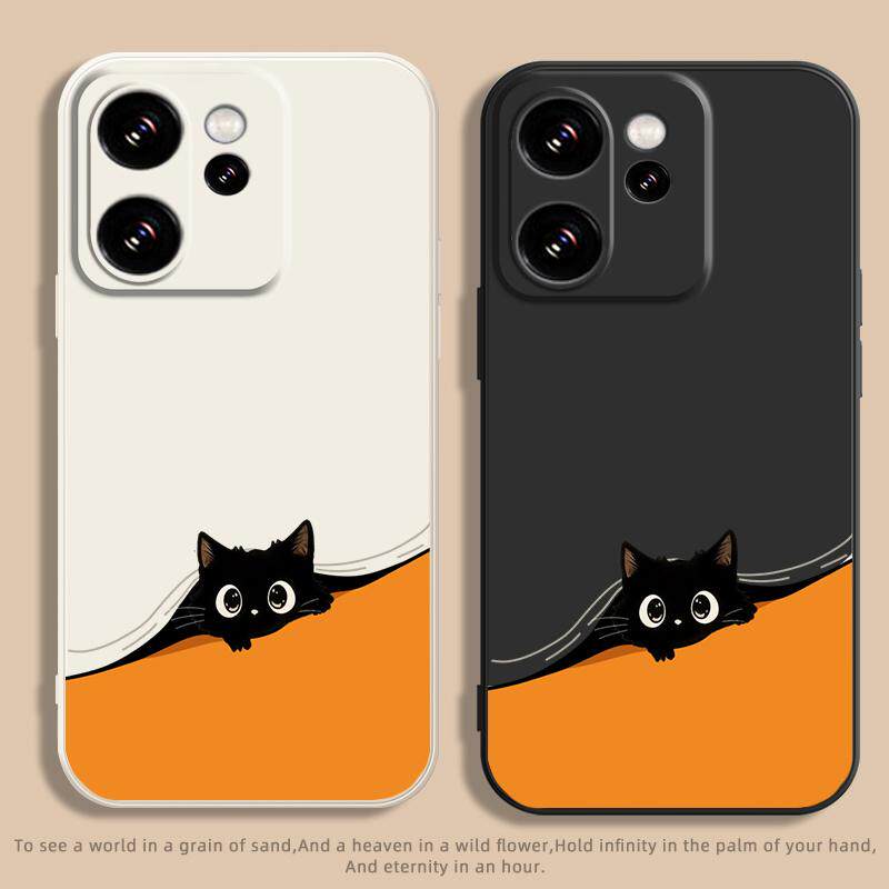 适用于OPPORENO15手机壳13PRO小黑猫艺术感14卡通男女RENO12新款RENO11全包10创意FINDX8个性X6防摔X7硅胶软