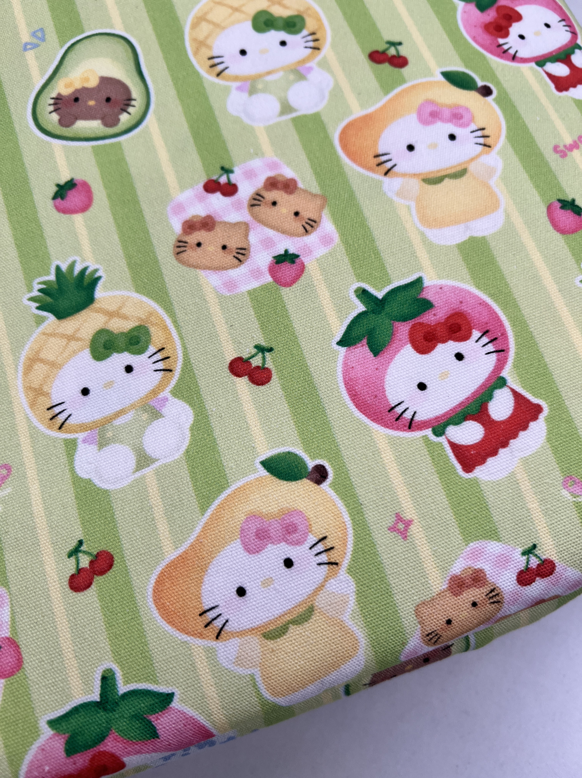 版权定制 水果Kitty 全棉8安帆布 手工DIY面料 满百包邮
