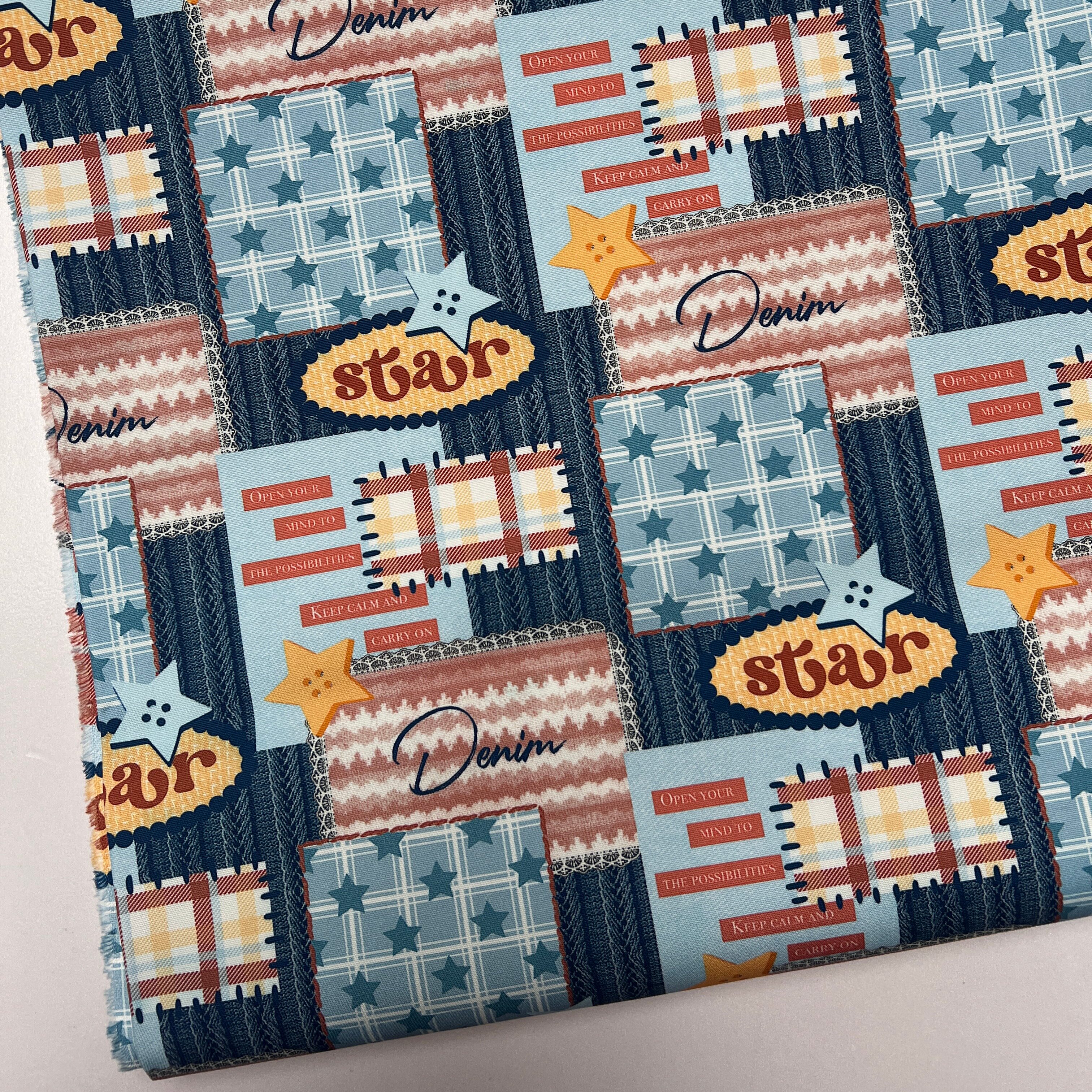 独家版权 毛线星星拼布 全棉细帆 手工DIY 面料 满百包邮