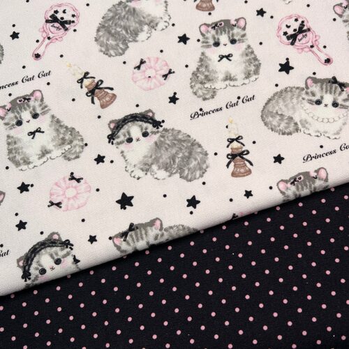 粉底猫猫公主 8安帆布 数码印花 全棉手工帆布 DIY 包包 面料
