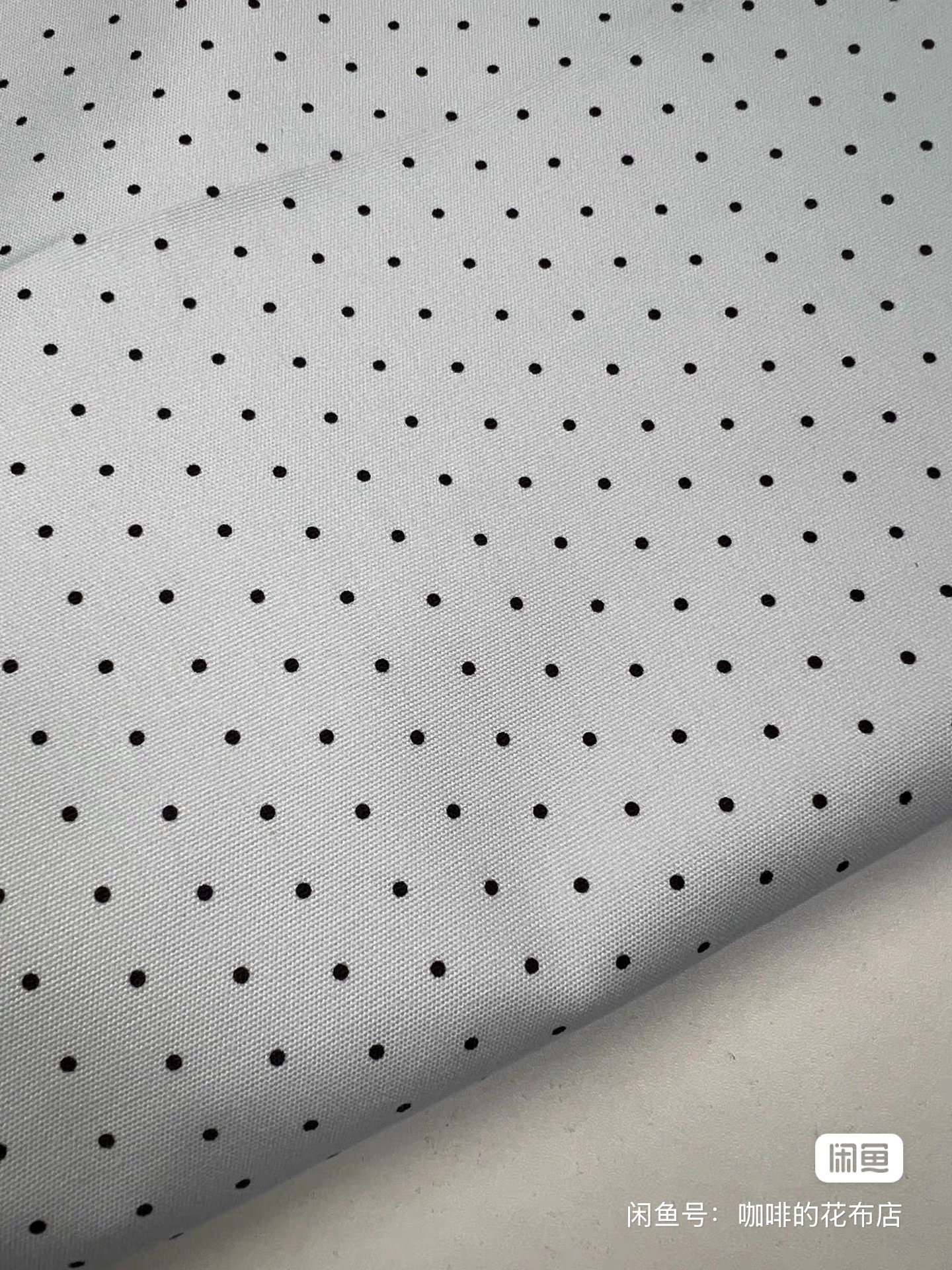 灰蓝色波点 8安帆布 数码印花 全棉手工帆布 DIY 包包 面料