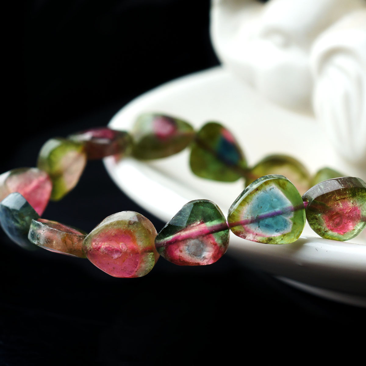 正品天然老矿碧玺手链糖果彩虹碧玺手串单圈巴西西瓜单圈手排女士