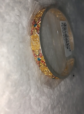 转让足银999.9  约32.8g手镯珐琅彩金银保真品