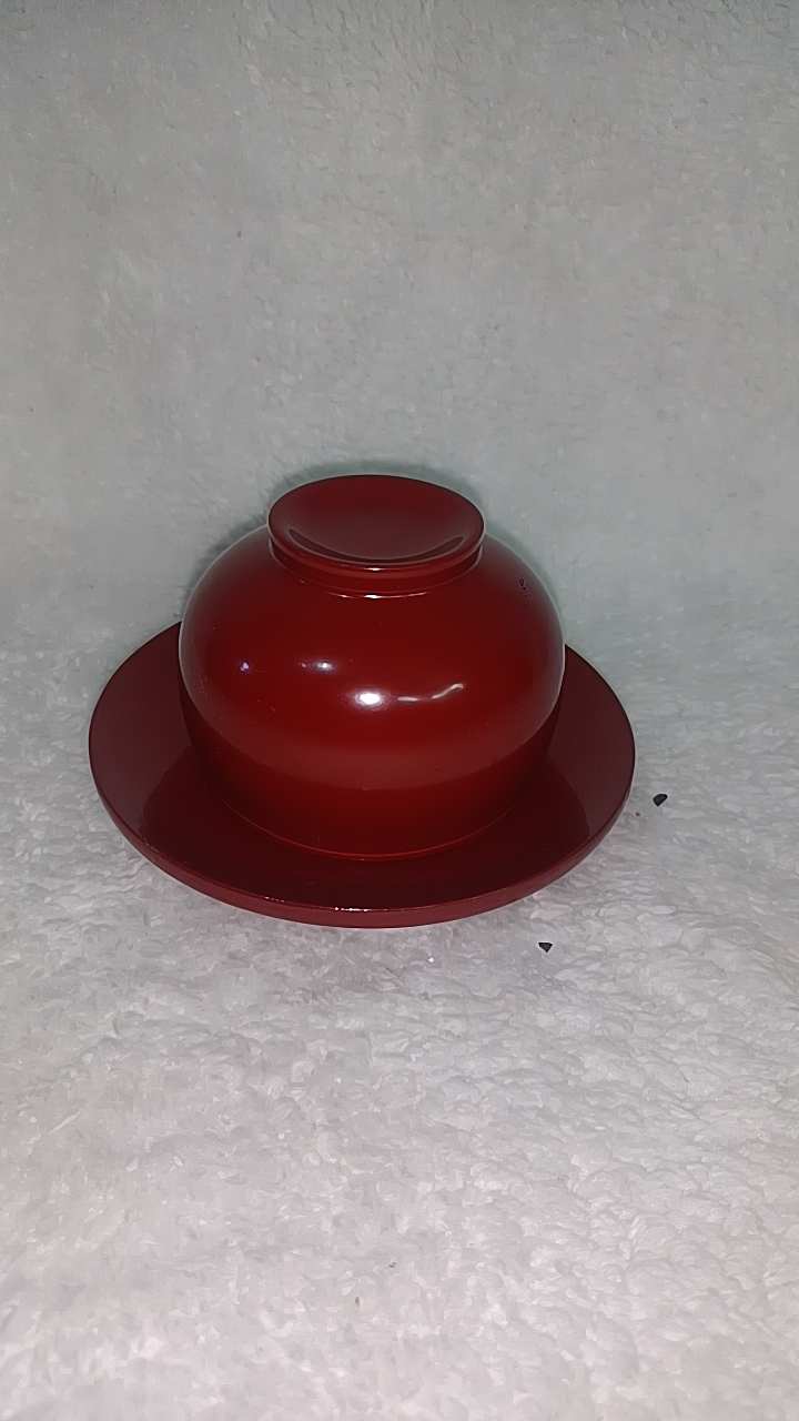 早期出口库存全新日本天然漆器木胎漆器杯75x60mm配托120mm