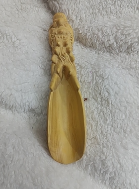 清货早期黄杨木雕信茶则茶勺