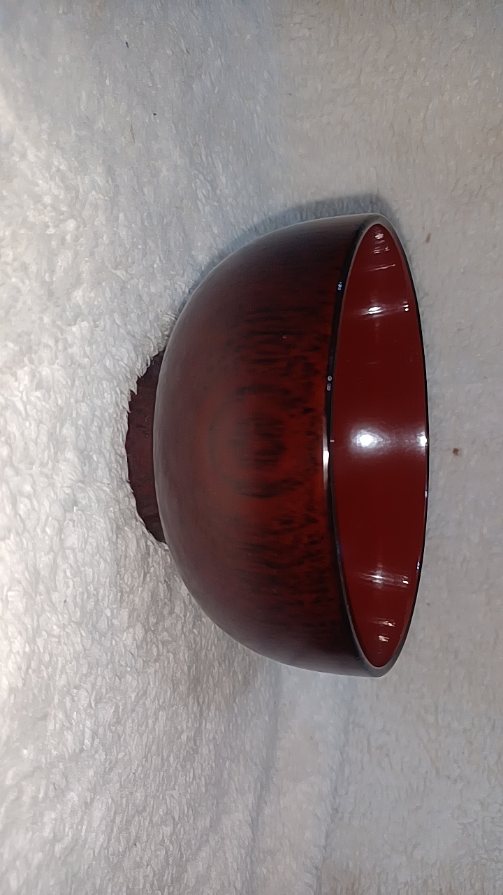 早期天然漆传统内红外棕木胎漆器碗饭碗汤汁碗120x60mm
