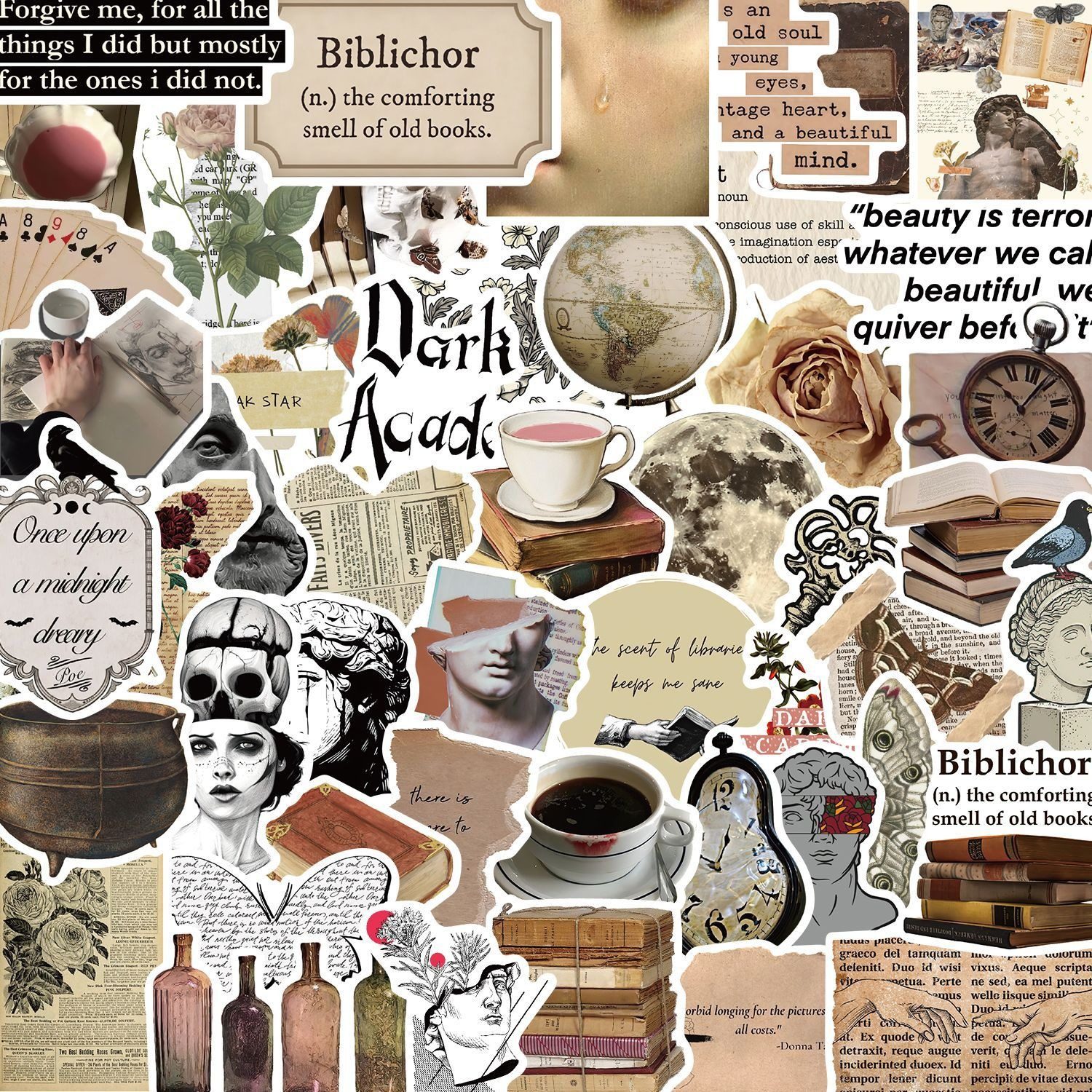 50张跨境新款暗黑美学涂鸦贴纸装饰吉他笔记本行李箱DIY防水,3C数码配件,笔记本个性小贴纸,淘宝优惠券,粉丝福利购,淘宝优惠卷