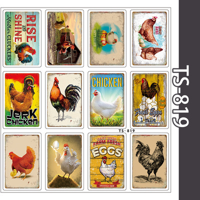 chickens公鸡复古手帐贴纸笔记本行李箱摩托车滑板冰箱保温杯贴纸
