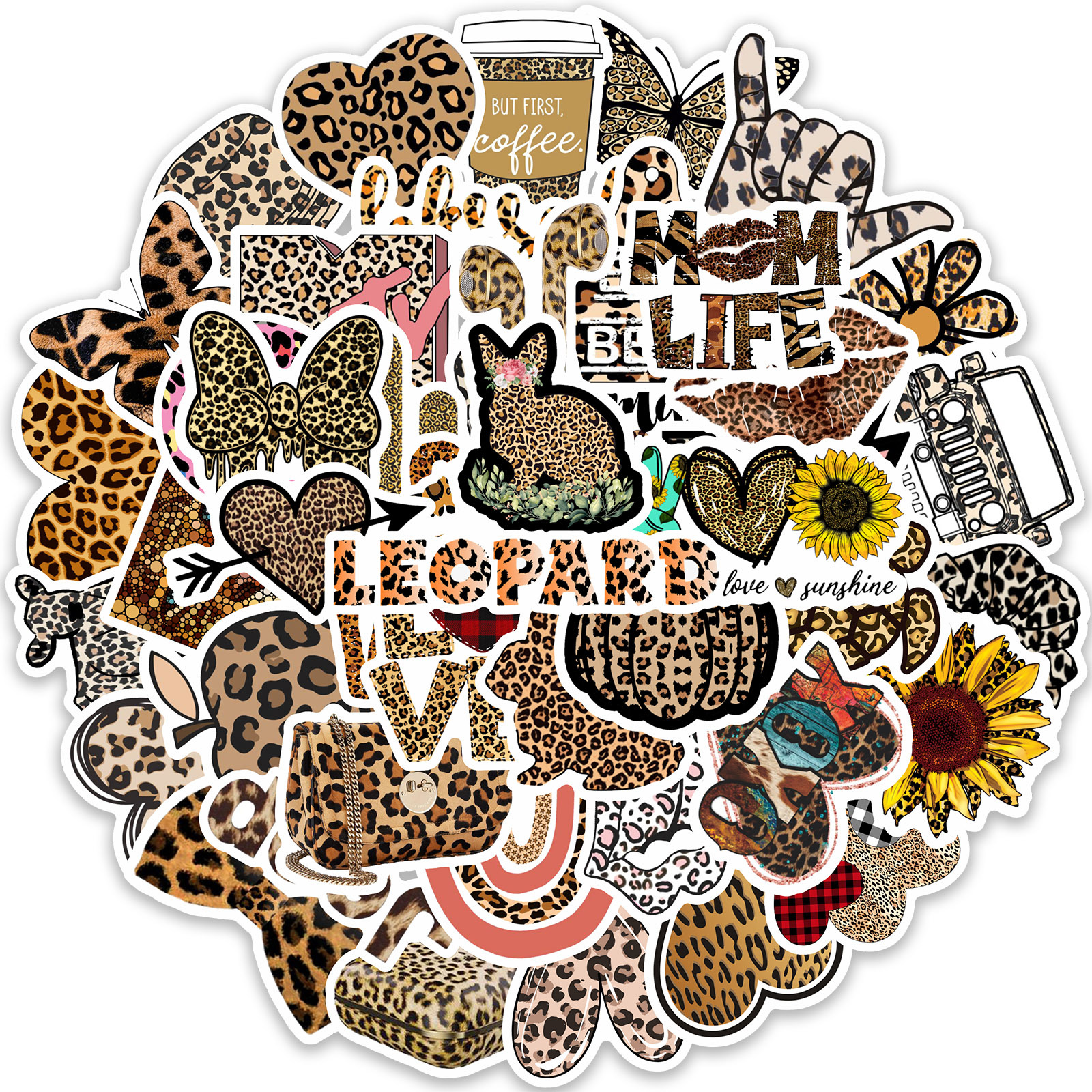 50张豹纹斑点时尚韩系贴纸防水行李箱手机壳文具亚马逊sticker