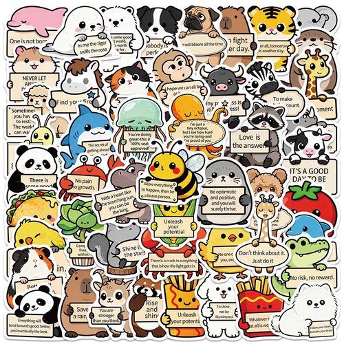50张Funny Emotional Support Animals贴纸行李箱吉他滑板diy贴画