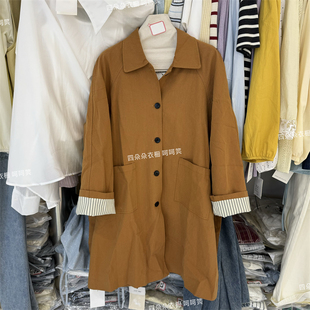 韩国流行南瓜色小个子中长款 高级感宽松外套5516 风衣女2025秋新款
