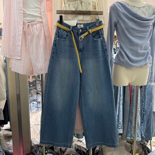 直筒裤 女小个子高腰显瘦通勤百搭九分裤 99123 宽松阔腿牛仔裤 韩版