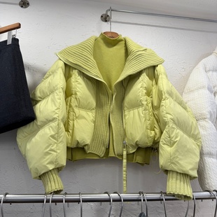 韩系辣妹风超短款翻领羽绒服女2025冬季新款宽松休闲保暖外套9802