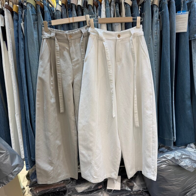 春夏薄款宽松阔腿哈伦休闲裤女高腰显瘦百搭气球裤九分弯刀裤6031