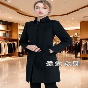 机场行政地勤商务大衣冬职业毛呢外套中长款男女同款呢子大衣工装