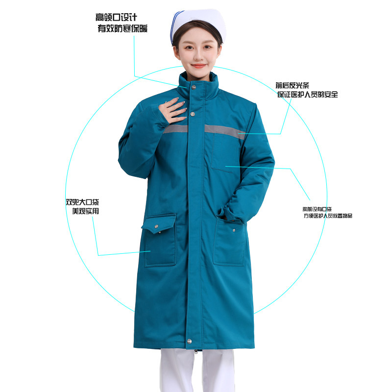 나이팅게일 간호사 코튼 자켓 실크 코튼 간호사 야간 근무 감기 보호 중국어 응급 처치 코튼 자켓 레이크 블루 남성과 여성
