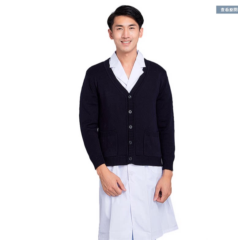 나이팅게일 두꺼운 벨벳 간호사 스웨터 남녀 코트 가디건 스웨터 네이비 블루 간호사 유니폼 스웨터 아우터 겨울