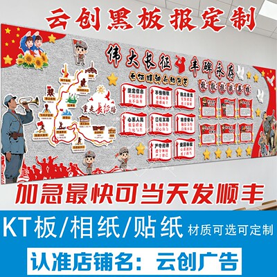 爱强国主题黑板报装饰墙贴长征精神红色经典革命英雄时代先锋人物