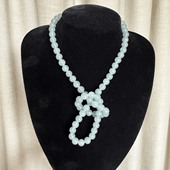 很冰透胶感足 直径8.8mm圆珠翡翠项链缅甸老坑冰种晴水珠串长68cm