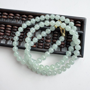 翡翠林 轻奢珠宝特冰圆珠翡翠项链直径8mm缅甸老坑高冰种晴水珠串