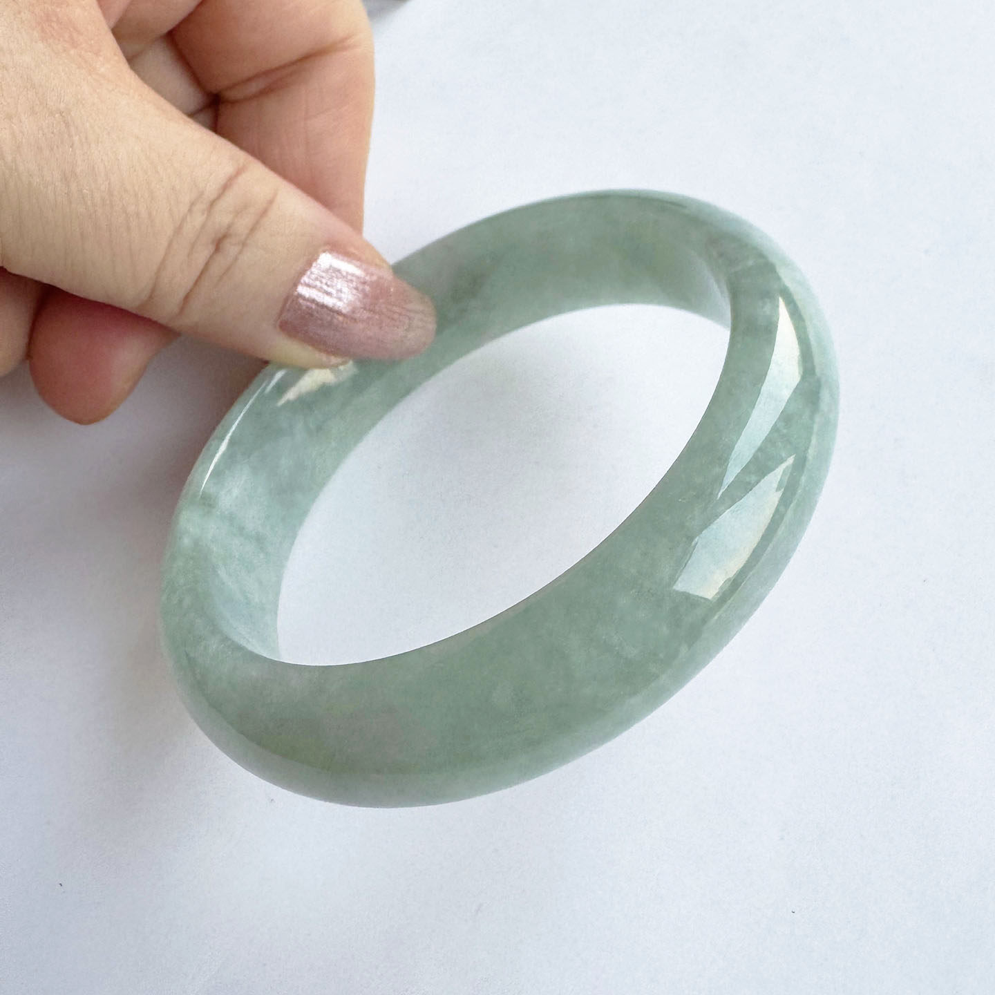 缅甸天然宽边满绿翡翠轮胎手镯58
