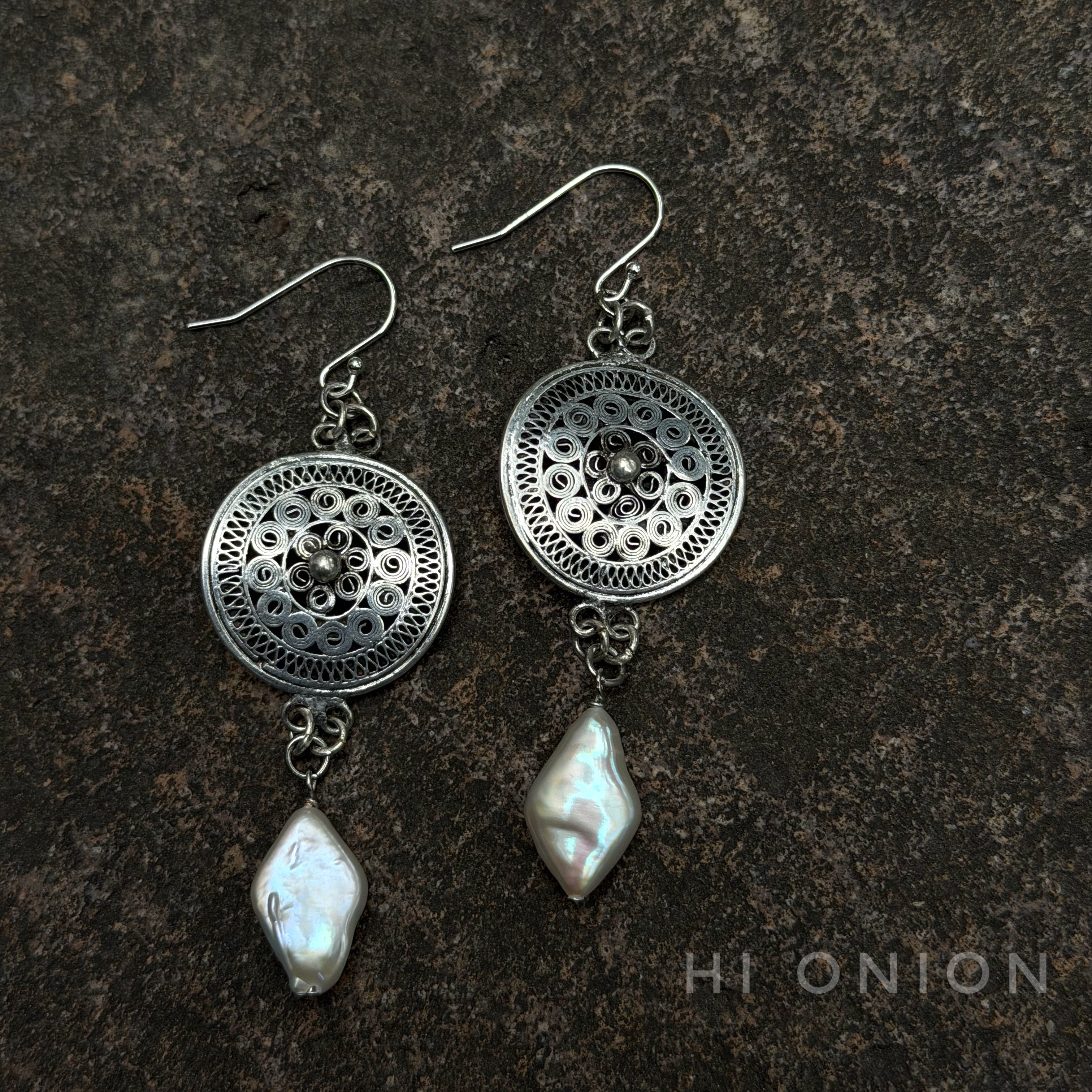 Hi Onion小众中式设计复古彝族做旧珍珠耳环耳夹个性百搭耳饰,饰品/流行首饰/时尚饰品新,耳环,淘宝优惠券,粉丝福利购,淘宝优惠卷