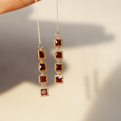 onion小众红色修饰脸型独家耳夹