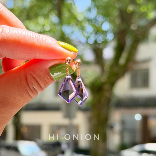 HiOnion 原创红猪吉娜耳钉紫色耳环百搭个性耳夹复古优雅耳饰