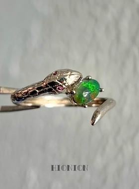 HiOnion2025新款纯银蛇情侣戒指