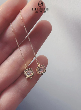 Hi Onion原创冥想小众长款方块耳环耳线极简高级耳夹修饰脸型百搭