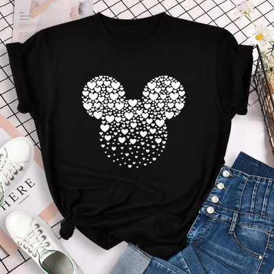 Heart Mouse T shirt 超火爱心老鼠T恤黑色短袖休闲男女情侣衣潮