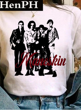 Maneskin Music Tshirt 时尚摇滚组合乐队周边T桖粉丝应援短袖女