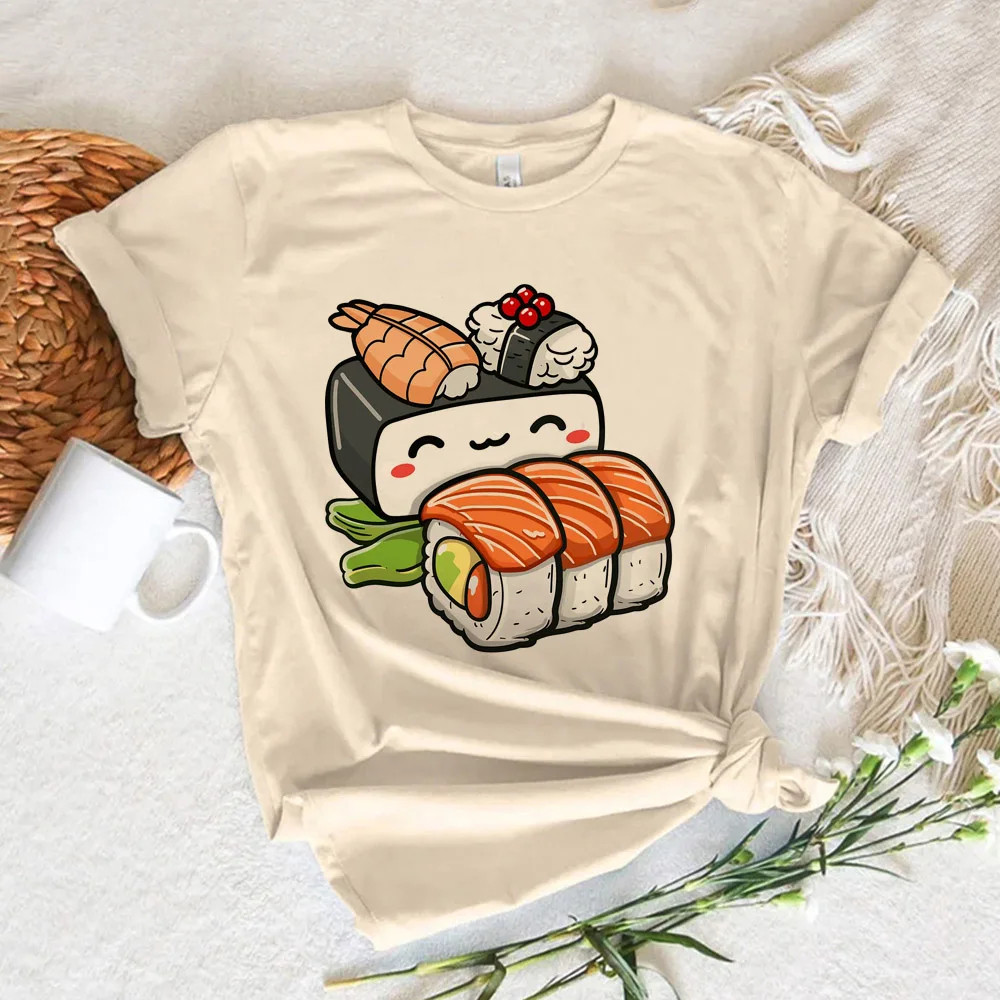 Cute Sushi T shirt 日系卡通寿司印花T恤女短袖夏季男女情侣体恤