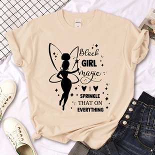 Girl 非洲黑人女孩印花卡其色短袖 时尚 上衣T恤潮 shirt Black