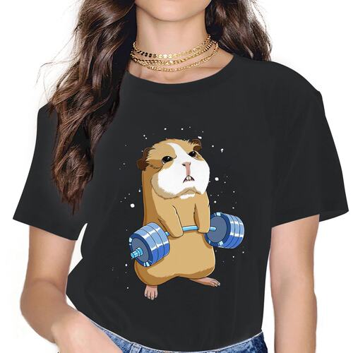 Hamster Mouse T shirt 夏季黑色短袖卡通仓鼠老鼠印花T恤半袖衫