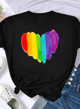 Rainbow  Tshirt 休闲彩虹LOVET恤短袖大版体恤衫