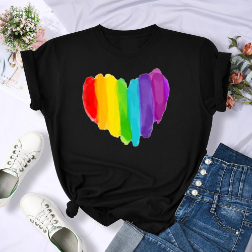 Rainbow  Tshirt 休闲彩虹LOVET恤短袖大版体恤衫
