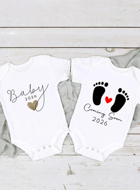 Coming Soon 2026 Bodysuit 2026年新生儿宝宝纯棉短袖爬服包屁衣