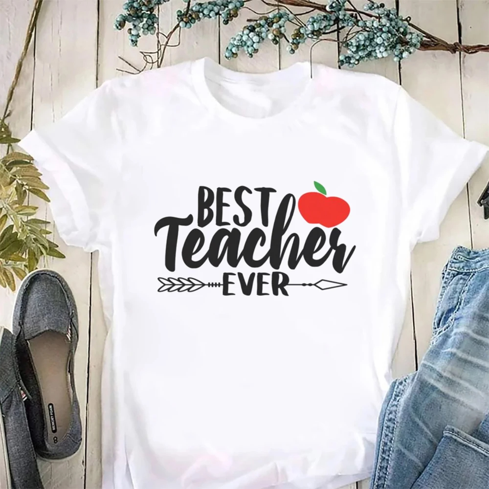 Best Teacher T shirt 新款教师节老师印花短袖T恤亲子装圆领上衣