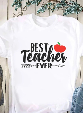 Best Teacher T shirt 新款教师节老师印花短袖T恤亲子装圆领上衣