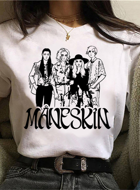 Maneskin T Shirt 时尚青少年摇滚乐队Maneskin周边T恤男女短袖衫