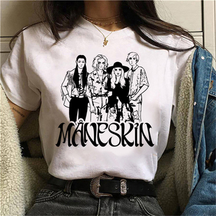 Maneskin T Shirt 时尚青少年摇滚乐队Maneskin周边T恤男女短袖衫