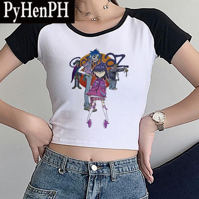 新款女装露脐T恤洋气Gorillaz短袖T恤女短款上衣内搭闺蜜装ins潮