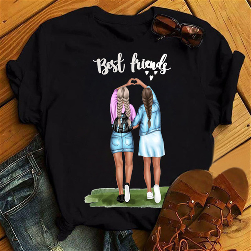 Best Friends T shirt 欧美潮牌个性好朋友闺蜜印花T恤女短袖上衣